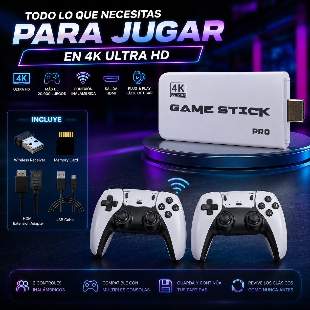 M15 Plus™ | La Consola 4K Retro Tendencia | +20.000 Juegos Clásicos | Plug & Play