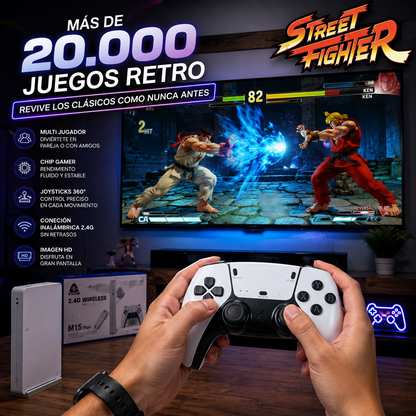 M15 Plus™ | La Consola 4K Retro Tendencia | +20.000 Juegos Clásicos | Plug & Play
