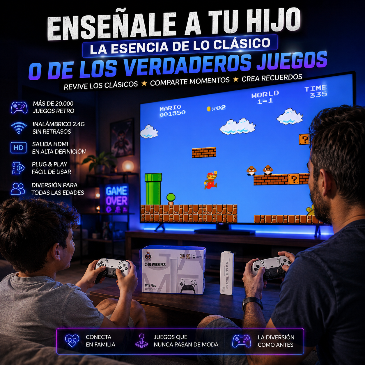 M15 Plus™ | La Consola 4K Retro Tendencia | +20.000 Juegos Clásicos | Plug & Play