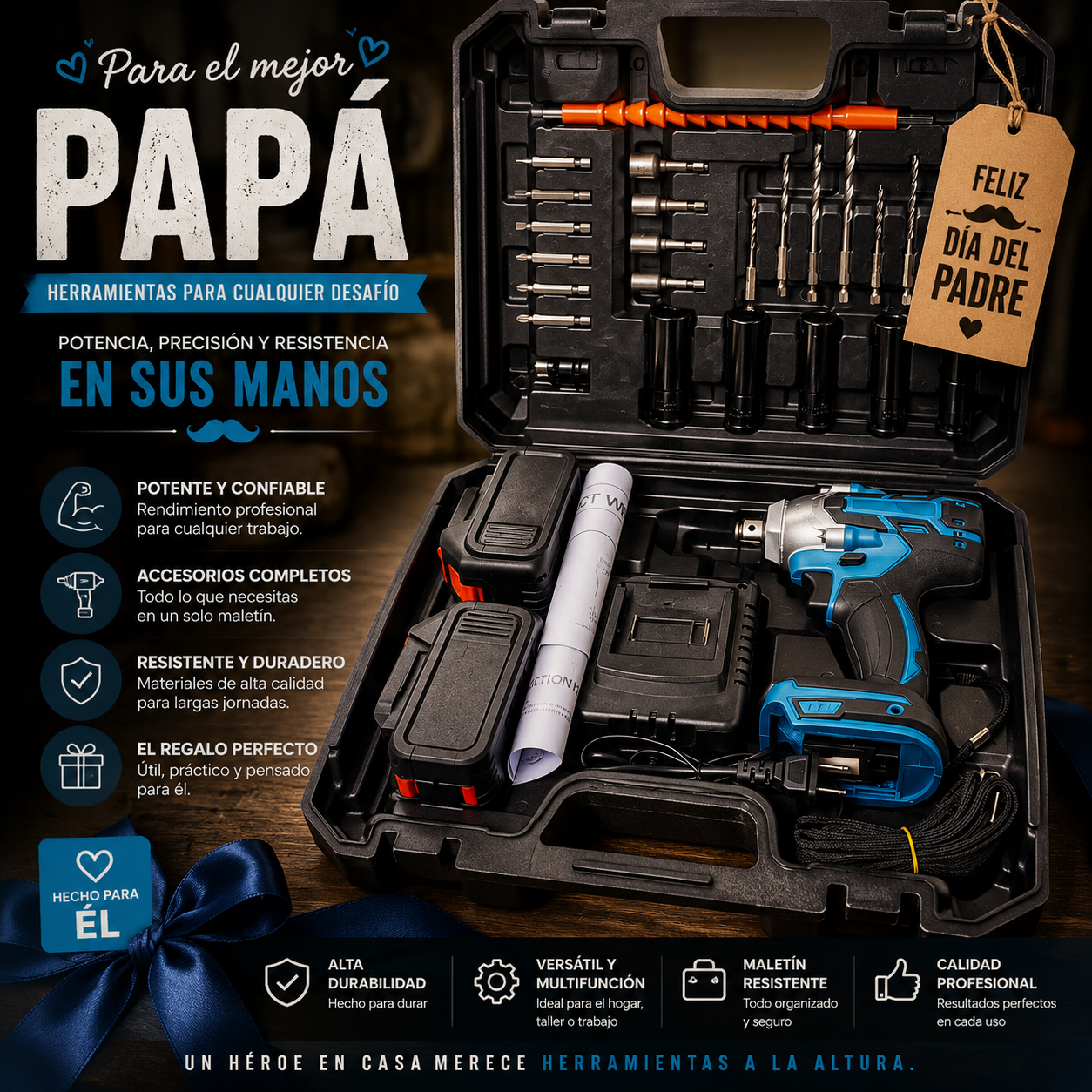 Llave taladro impacto inalam+ accesorios