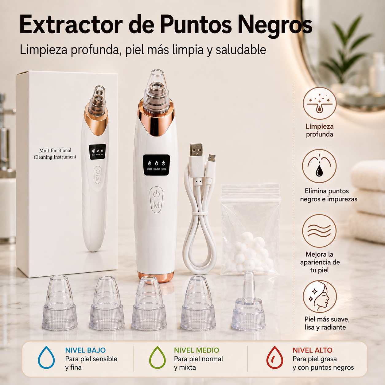 BELLA CLEANER | EXTRACTOR PROFESIONAL DE PUNTOS NEGROS Y ESPINILLAS