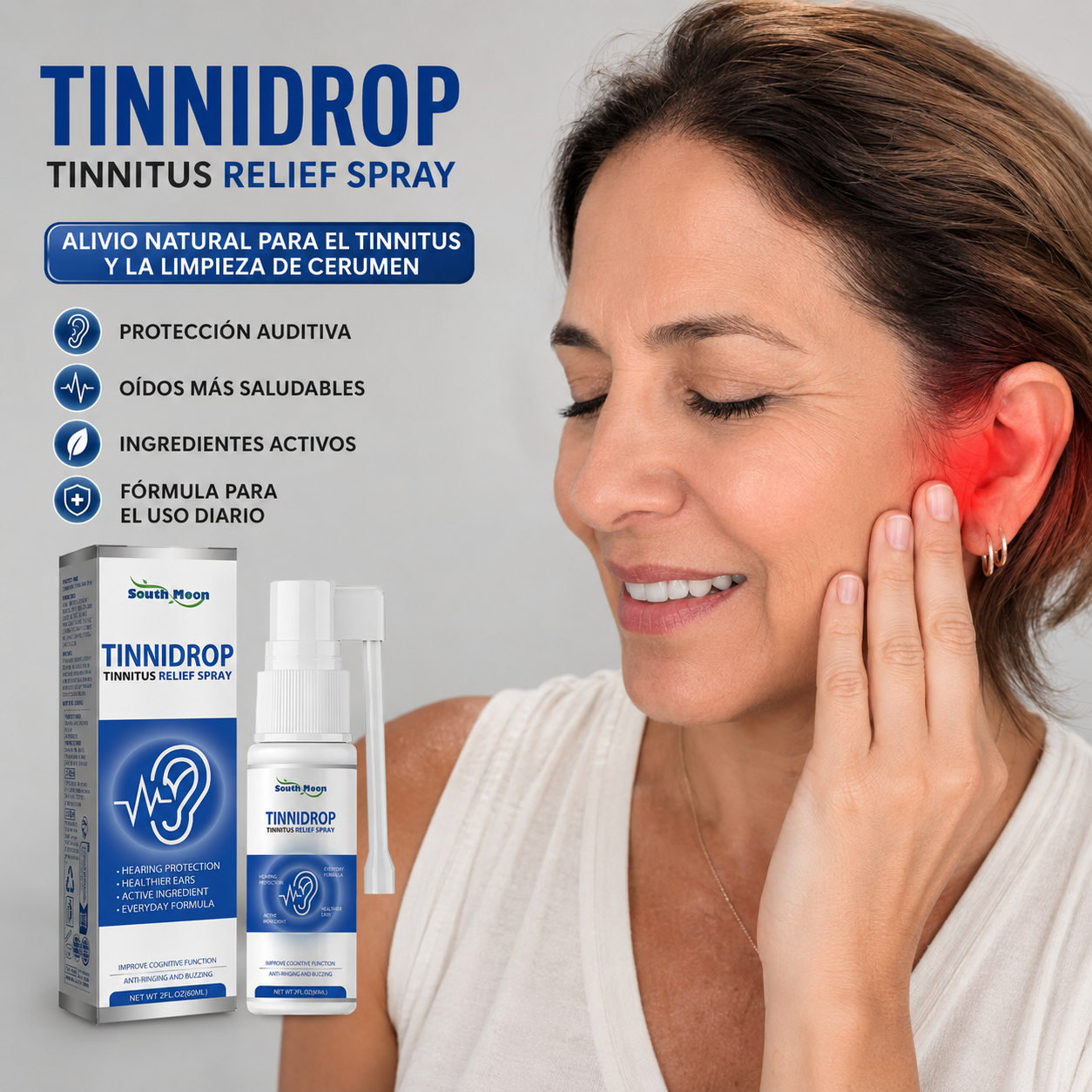 TINNIDROP® Spray Auricular Natural | Alivio Rápido del Zumbido y Tinnitus