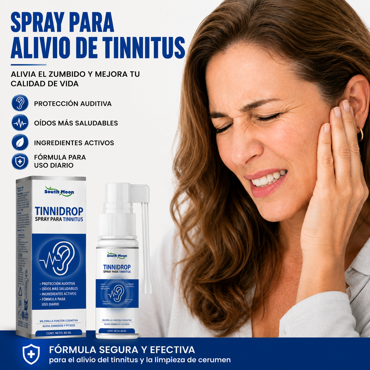TINNIDROP® Spray Auricular Natural | Alivio Rápido del Zumbido y Tinnitus