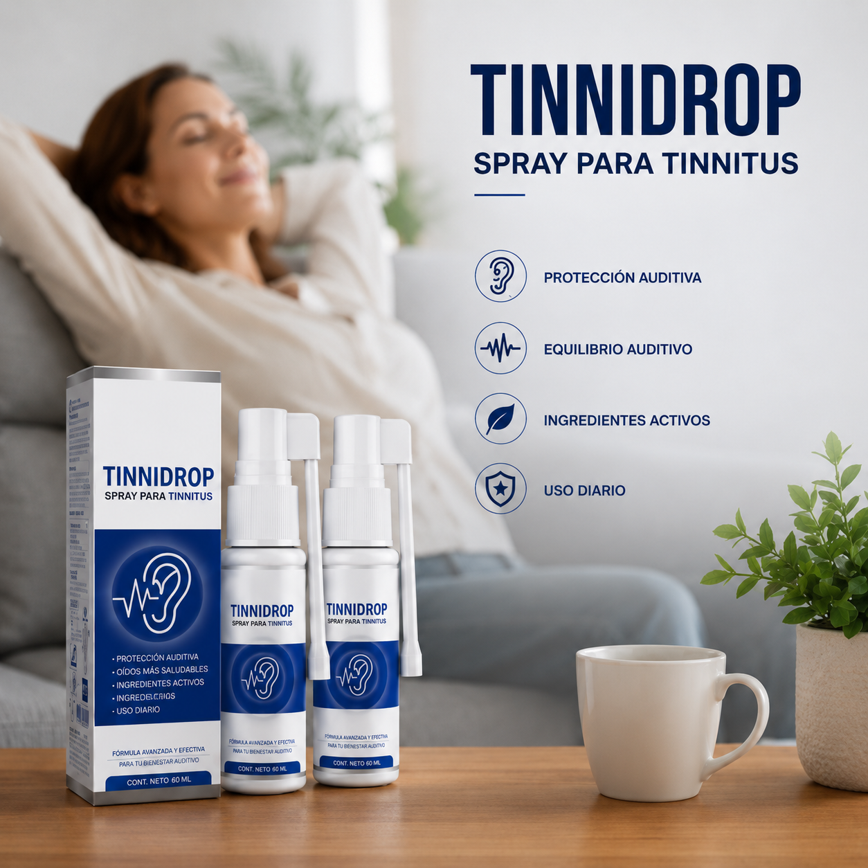 TINNIDROP® Spray Auricular Natural | Alivio Rápido del Zumbido y Tinnitus